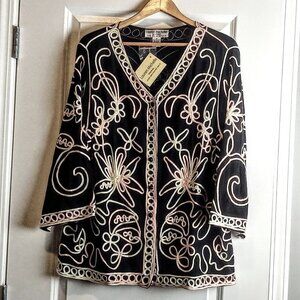 Lauren Michelle Long Cardigan Soutache Ribbon